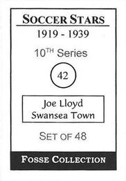 1998 Fosse Soccer Stars 1919-1939 : Series 10 #42 Joe Lloyd Back
