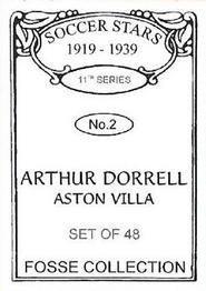 1998 Fosse Soccer Stars 1919-1939 : Series 11 #2 Arthur Dorrell Back
