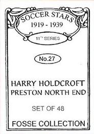 1998 Fosse Soccer Stars 1919-1939 : Series 11 #27 Harry Holdcroft Back