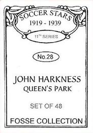 1998 Fosse Soccer Stars 1919-1939 : Series 11 #28 John Harkness Back