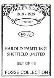 1998 Fosse Soccer Stars 1919-1939 : Series 11 #33 Harold Pantling Back