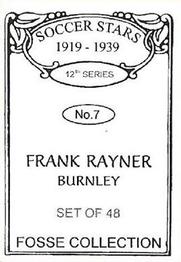 1998 Fosse Soccer Stars 1919-1939 : Series 12 #7 Frank Rayner Back