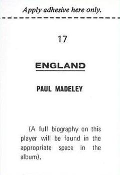 1970 FKS Publishers Mexico 70 World Cup Soccer Stars #17 Paul Madeley Back