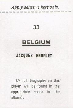 1970 FKS Publishers Mexico 70 World Cup Soccer Stars #33 Jacques Beurlet Back