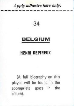 1970 FKS Publishers Mexico 70 World Cup Soccer Stars #34 Henri Depireux Back
