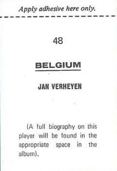 1970 FKS Publishers Mexico 70 World Cup Soccer Stars #48 Jan Verheyen Back