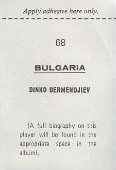 1970 FKS Publishers Mexico 70 World Cup Soccer Stars #68 Dinko Dermendzhiev Back