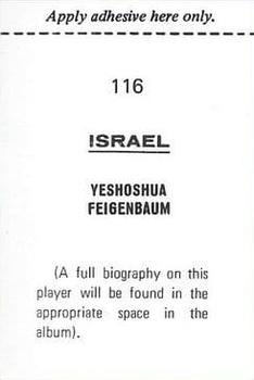 1970 FKS Publishers Mexico 70 World Cup Soccer Stars #116 Yeshoshua Feigenbaum Back