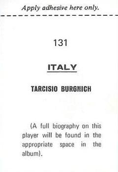 1970 FKS Publishers Mexico 70 World Cup Soccer Stars #131 Tarcisio Burgnich Back