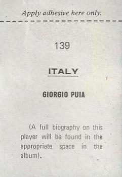 1970 FKS Publishers Mexico 70 World Cup Soccer Stars #139 Giorgio Puia Back