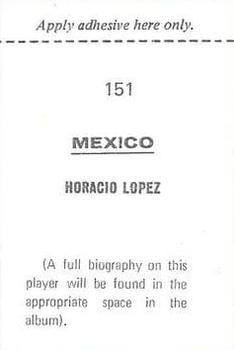 1970 FKS Publishers Mexico 70 World Cup Soccer Stars #151 Horacio Lopez Back