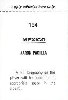 1970 FKS Publishers Mexico 70 World Cup Soccer Stars #154 Aaron Padilla Back