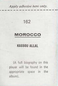 1970 FKS Publishers Mexico 70 World Cup Soccer Stars #162 Kassou Allal Back