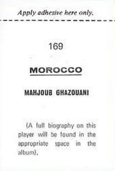 1970 FKS Publishers Mexico 70 World Cup Soccer Stars #169 Maouhoub Ghazouani Back