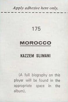 1970 FKS Publishers Mexico 70 World Cup Soccer Stars #175 Kacem Slimani Back