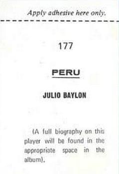 1970 FKS Publishers Mexico 70 World Cup Soccer Stars #177 Julio Baylon Back