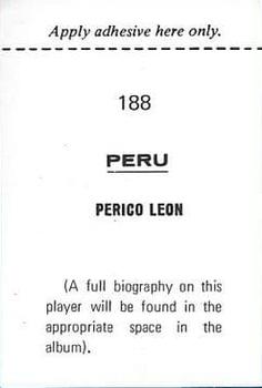 1970 FKS Publishers Mexico 70 World Cup Soccer Stars #188 Perico Leon Back