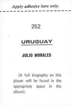 1970 FKS Publishers Mexico 70 World Cup Soccer Stars #252 Julio Morales Back