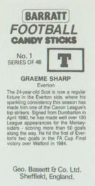 1985-86 Bassett & Co. Football Candy Sticks #1 Graeme Sharp Back