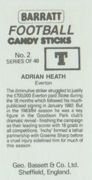 1985-86 Bassett & Co. Football Candy Sticks #2 Adrian Heath Back