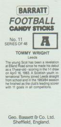 1985-86 Bassett & Co. Football Candy Sticks #11 Tommy Wright Back