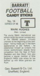 1985-86 Bassett & Co. Football Candy Sticks #14 Mark Hughes Back
