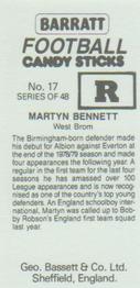 1985-86 Bassett & Co. Football Candy Sticks #17 Martyn Bennett Back