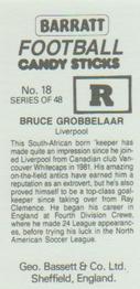 1985-86 Bassett & Co. Football Candy Sticks #18 Bruce Grobbelaar Back