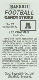 1985-86 Bassett & Co. Football Candy Sticks #21 Lee Chapman Back