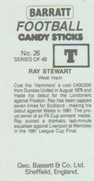 1985-86 Bassett & Co. Football Candy Sticks #26 Ray Stewart Back