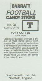 1985-86 Bassett & Co. Football Candy Sticks #28 Tony Cottee Back