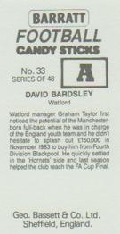 1985-86 Bassett & Co. Football Candy Sticks #33 David Bardsley Back