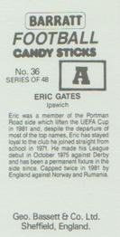 1985-86 Bassett & Co. Football Candy Sticks #36 Eric Gates Back