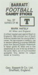 1985-86 Bassett & Co. Football Candy Sticks #37 Mark Hateley Back