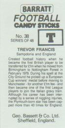 1985-86 Bassett & Co. Football Candy Sticks #38 Trevor Francis Back