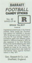 1985-86 Bassett & Co. Football Candy Sticks #42 Brian Talbot Back