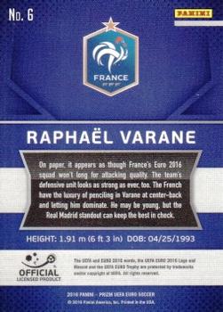2016 Panini Prizm UEFA Euro #6 Raphael Varane Back