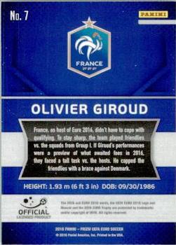 2016 Panini Prizm UEFA Euro #7 Olivier Giroud Back