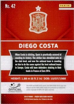 2016 Panini Prizm UEFA Euro #42 Diego Costa Back