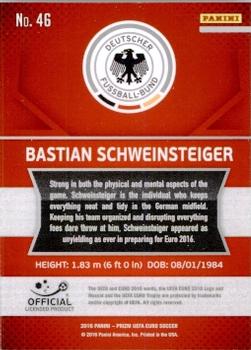2016 Panini Prizm UEFA Euro #46 Bastian Schweinsteiger Back