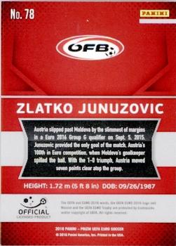 2016 Panini Prizm UEFA Euro #78 Zlatko Junuzovic Back