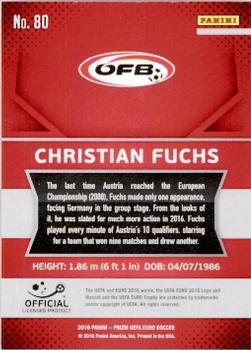 2016 Panini Prizm UEFA Euro #80 Christian Fuchs Back