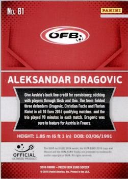 2016 Panini Prizm UEFA Euro #81 Aleksandar Dragovic Back