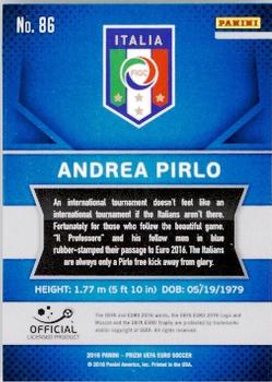 2016 Panini Prizm UEFA Euro #86 Andrea Pirlo Back