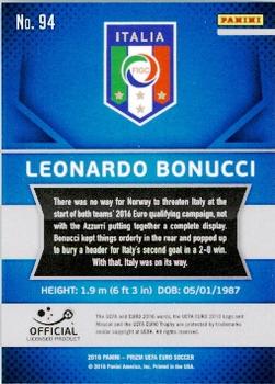 2016 Panini Prizm UEFA Euro #94 Leonardo Bonucci Back