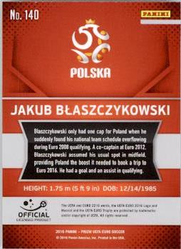 2016 Panini Prizm UEFA Euro #140 Jakub Blaszczykowski Back