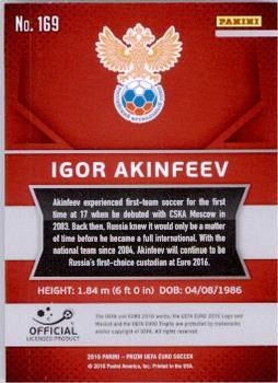 2016 Panini Prizm UEFA Euro #169 Igor Akinfeev Back