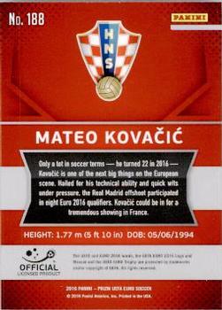 2016 Panini Prizm UEFA Euro #188 Mateo Kovacic Back