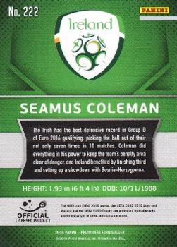2016 Panini Prizm UEFA Euro #222 Seamus Coleman Back