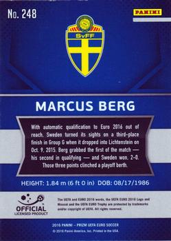2016 Panini Prizm UEFA Euro #248 Marcus Berg Back